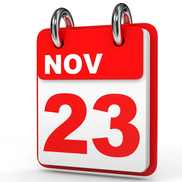 23 de noviembre. Calendario sobre fondo blanco . — Foto de Stock