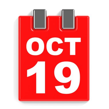 19 Ekim. Beyaz arka plan üzerinde takvim.