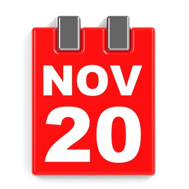 November 20. Calendar on white background. clipart