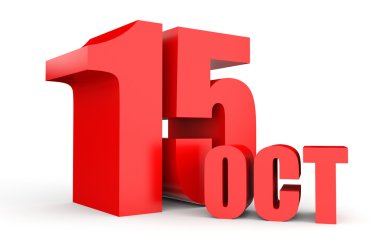 15 Ekim. Beyaz arka plan üzerinde metin.