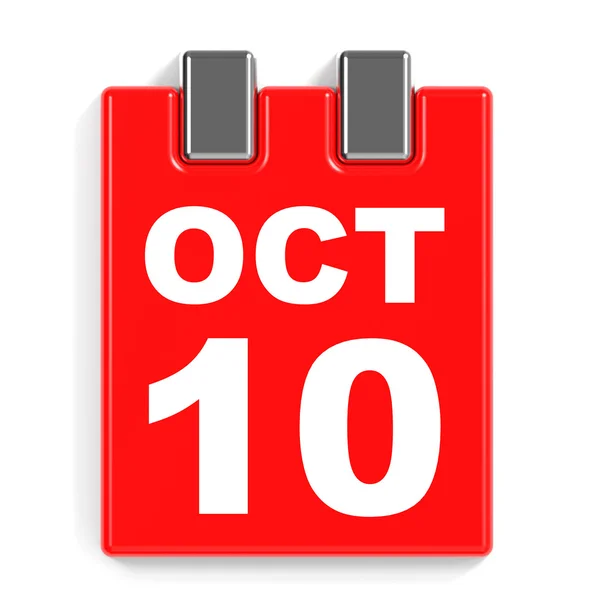 10 октября. календарь на белом фоне . — стоковое фото