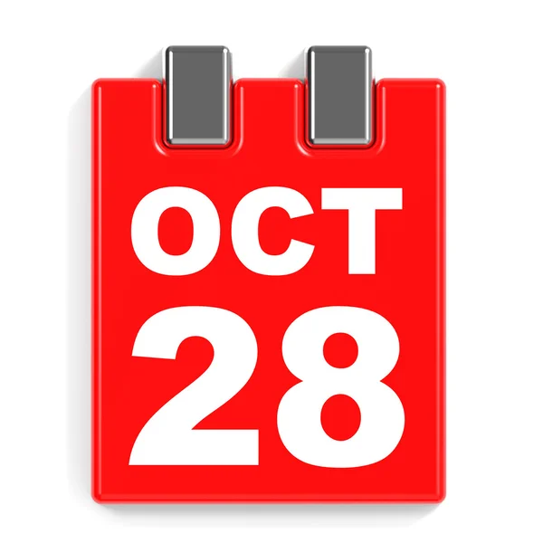 28 ottobre. Calendario su sfondo bianco . — Foto Stock