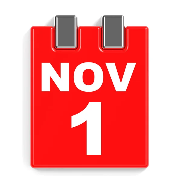 1 novembre. Calendario su sfondo bianco . — Foto Stock