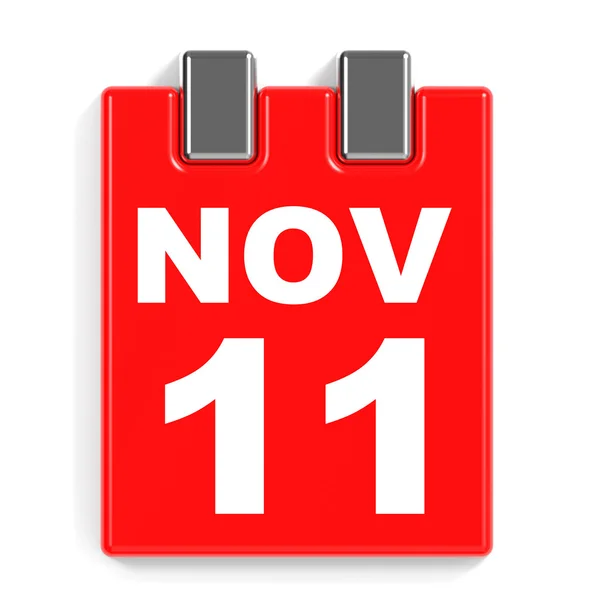 11 novembre. Calendario su sfondo bianco . — Foto Stock