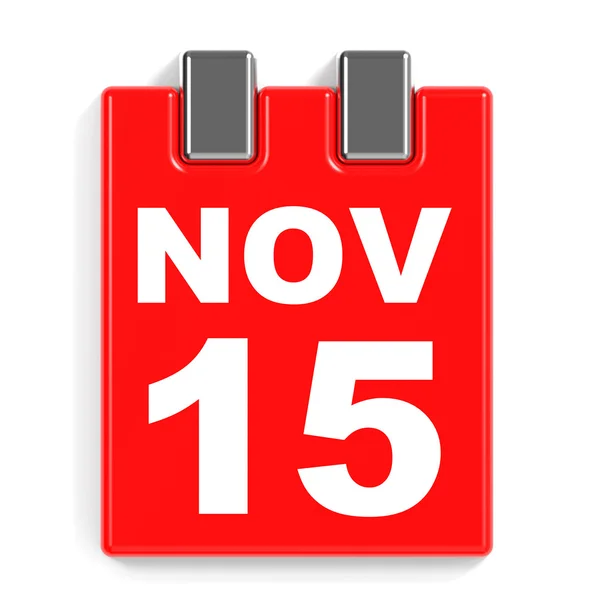 15 de noviembre. Calendario sobre fondo blanco . —  Fotos de Stock