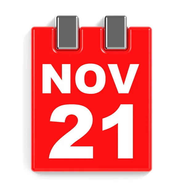 21 de Novembro. Calendário sobre fundo branco . — Fotografia de Stock