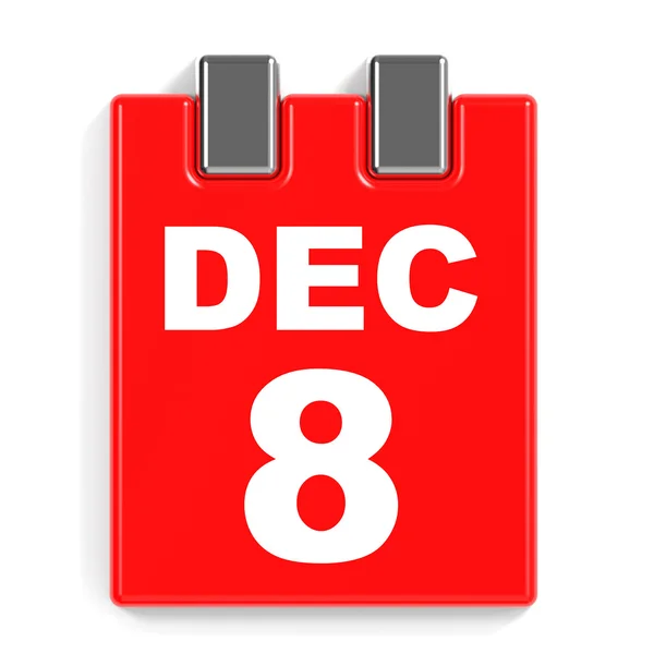 8 грудня. Календар на білому тлі . — стокове фото