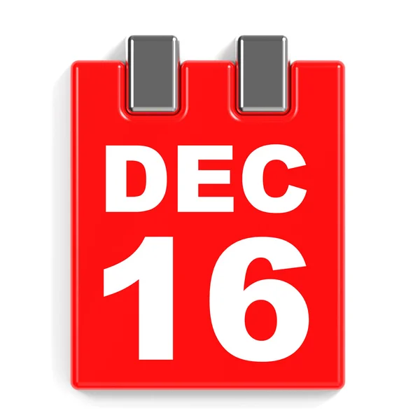 16 grudnia. Kalendarz na białym tle. — Zdjęcie stockowe