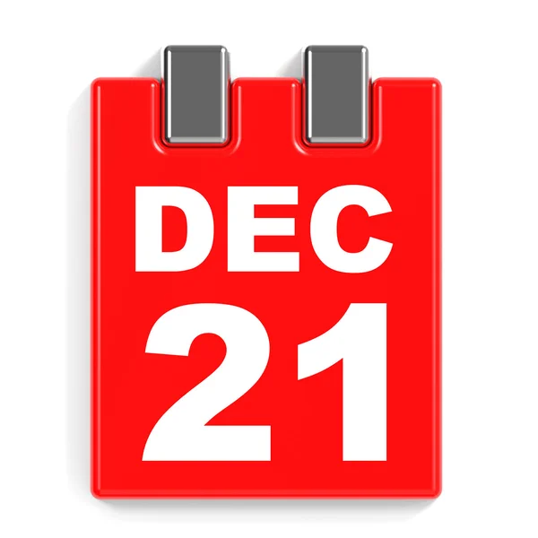 21. prosince. Kalendář na bílém pozadí. — Stock fotografie