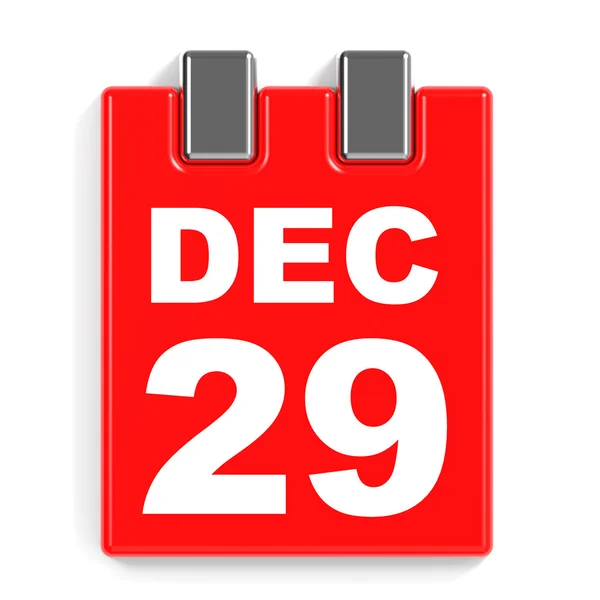 29. Dezember Kalender auf weißem Hintergrund. — Stockfoto