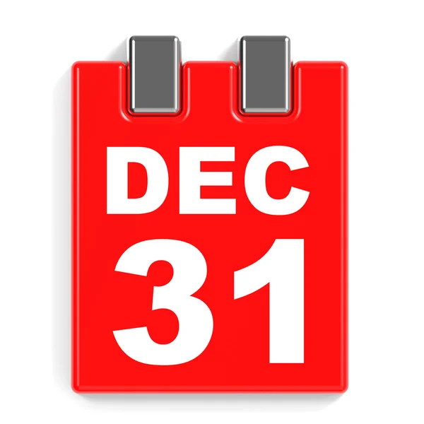 December 31. Calendar on white background.