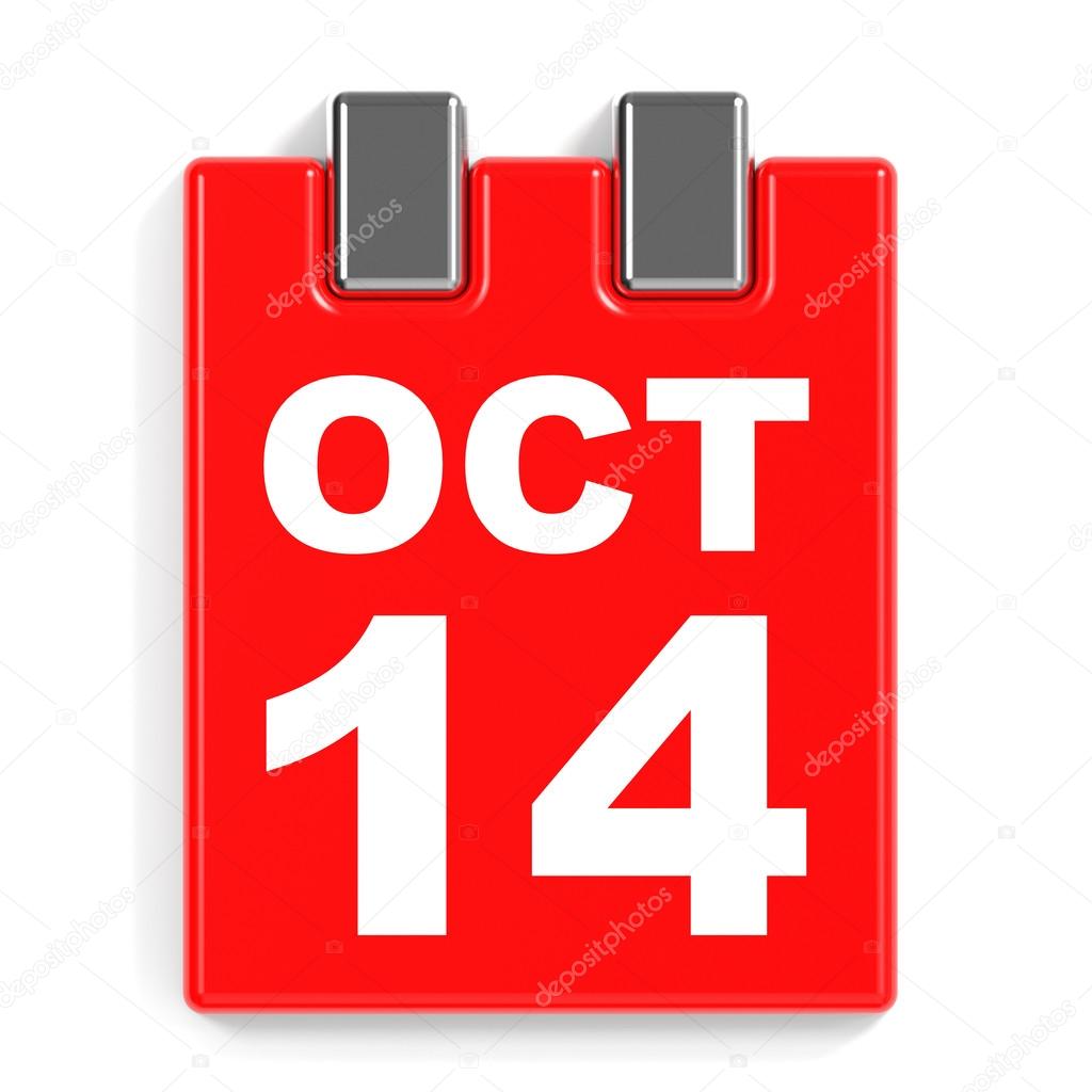 14. Oktober Kalender auf weißem Hintergrund. — Stockfoto © iCreative3D