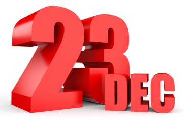 Aralık 23. Beyaz arka plan üzerinde metin.