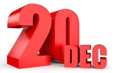Aralık 20. Beyaz arka plan üzerinde metin.