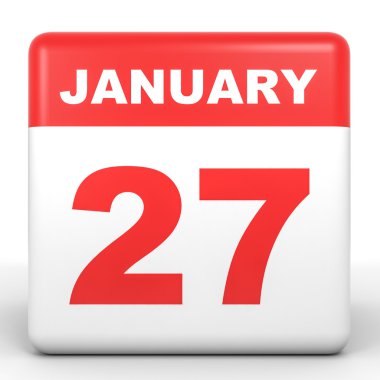 27 Ocak. Beyaz arka plan üzerinde takvim.