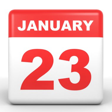 23 Ocak. Beyaz arka plan üzerinde takvim.