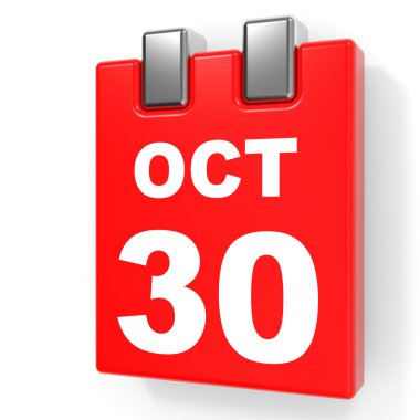 30 Ekim. Beyaz arka plan üzerinde takvim.