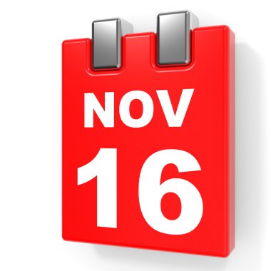 16 Kasım. Beyaz arka plan üzerinde takvim.