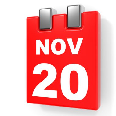 Kasım 20. Beyaz arka plan üzerinde takvim.