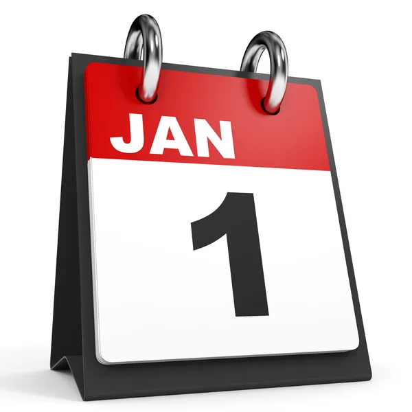 1 Ιανουαρίου. Ημερολόγιο σε λευκό φόντο. — Φωτογραφία Αρχείου