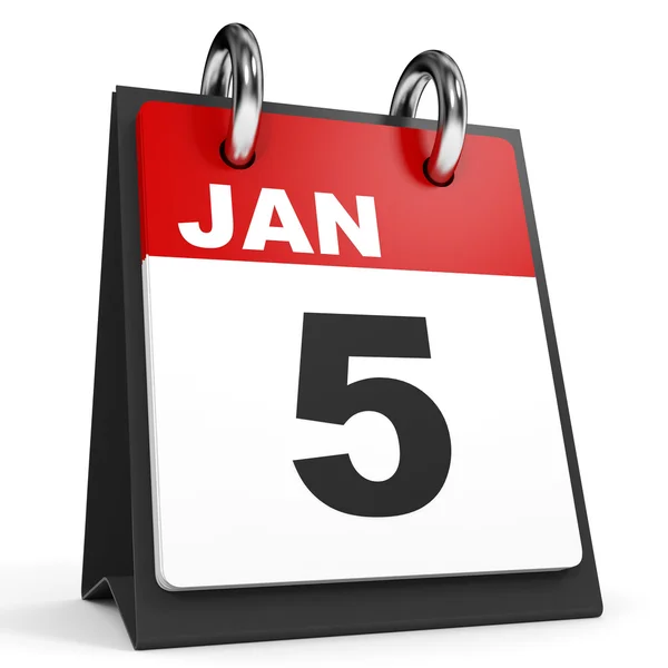 January 5. Calendar on white background. — Stock Photo, Image