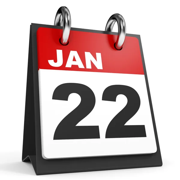22 januari. Kalender op witte achtergrond. — Stockfoto