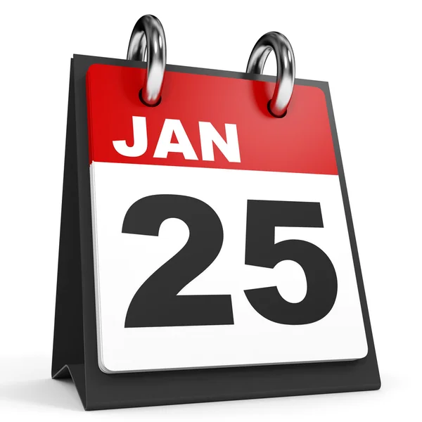 25 gennaio. Calendario su sfondo bianco . — Foto Stock