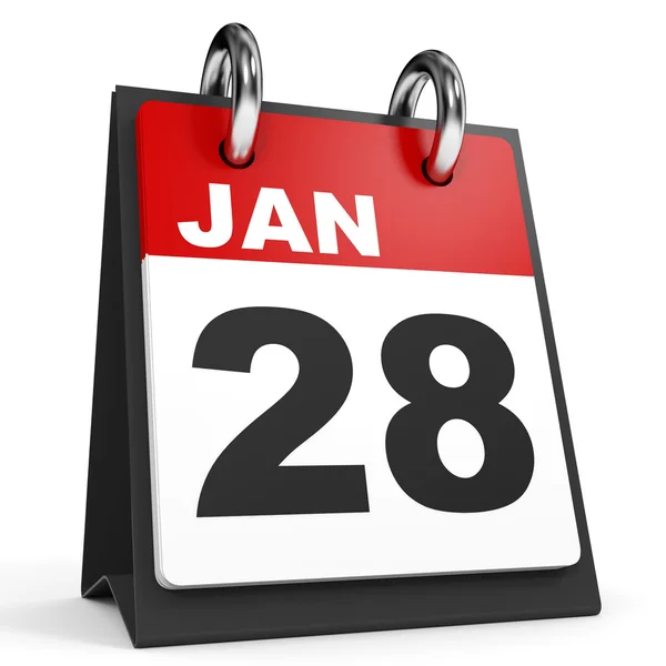 28 januari. Kalender op witte achtergrond. — Stockfoto