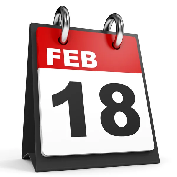 18. Februar Kalender auf weißem Hintergrund. — Stockfoto