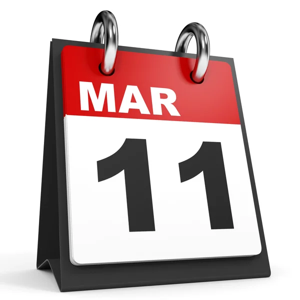 11 marca. Kalendarz na białym tle. — Zdjęcie stockowe