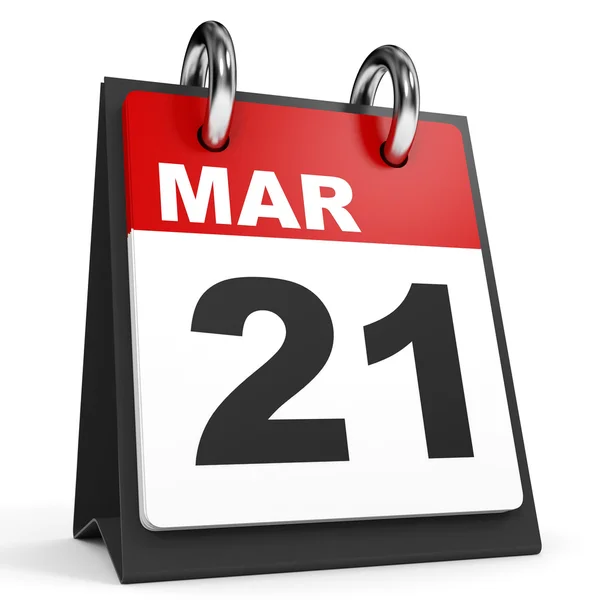 21 марта. календарь на белом фоне . — стоковое фото