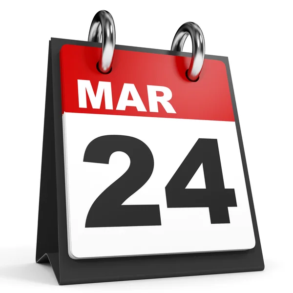 24 marca. Kalendarz na białym tle. — Zdjęcie stockowe