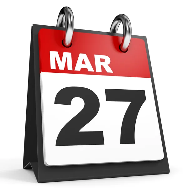 27 marca. Kalendarz na białym tle. — Zdjęcie stockowe