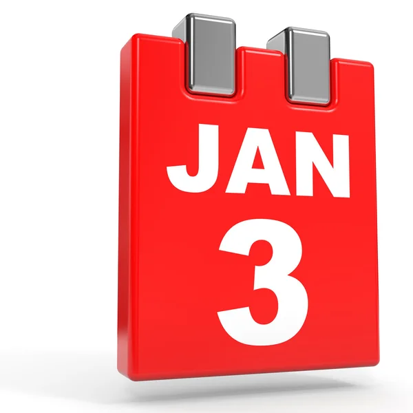 3 Ιανουαρίου. Ημερολόγιο σε λευκό φόντο. — Φωτογραφία Αρχείου