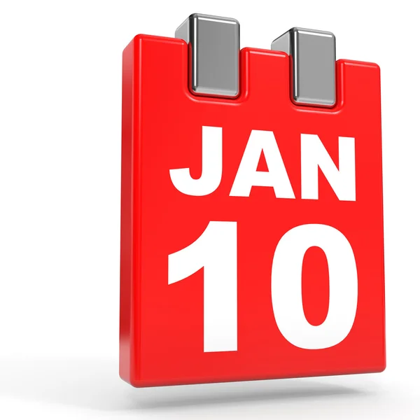 10. Januar Kalender auf weißem Hintergrund. — Stockfoto