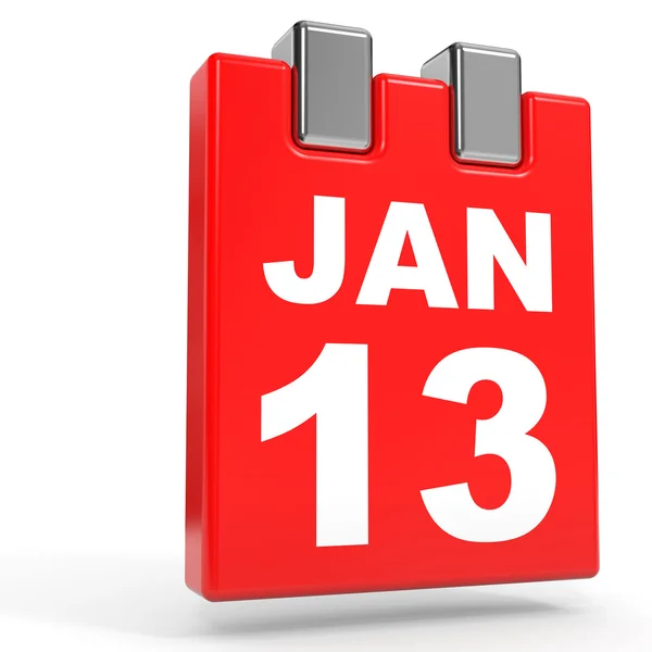 13 stycznia. Kalendarz na białym tle. — Zdjęcie stockowe