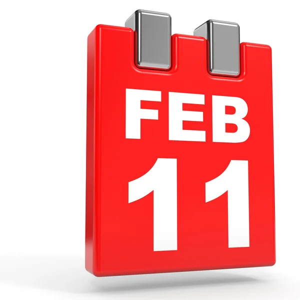 11 febbraio. Calendario su sfondo bianco . — Foto Stock
