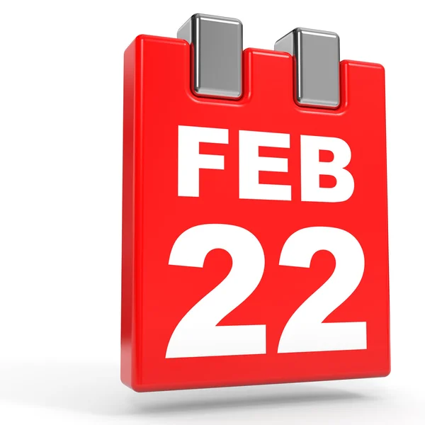22. Februar Kalender auf weißem Hintergrund. — Stockfoto