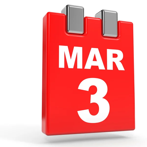 3 marca. Kalendarz na białym tle. — Zdjęcie stockowe