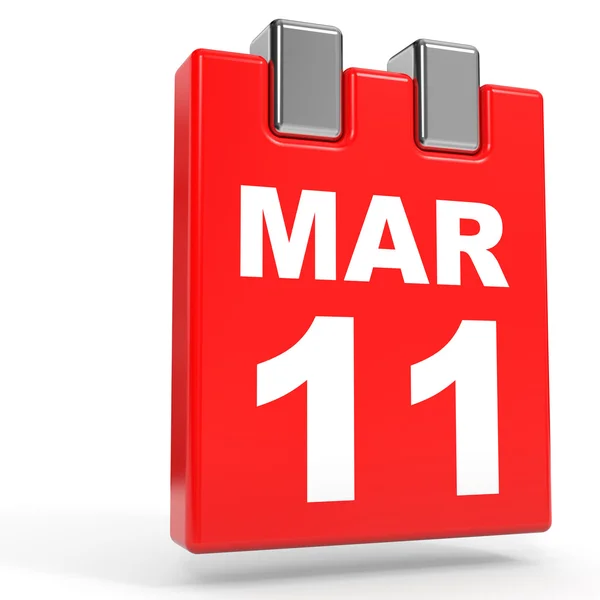 11 marzo. Calendario su sfondo bianco . — Foto Stock