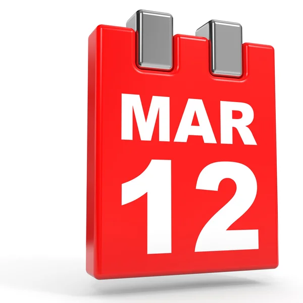 12 maart. Kalender op witte achtergrond. — Stockfoto
