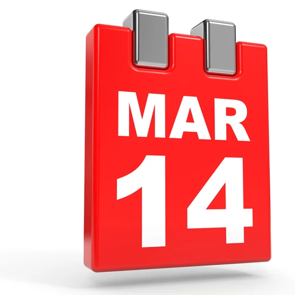 14 mars. Kalender på vit bakgrund. — Stockfoto
