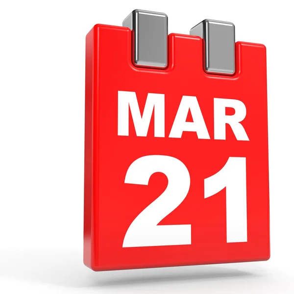 March 21. Calendar on white background. — Stock Photo, Image