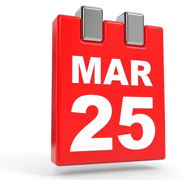 25 marca. Kalendarz na białym tle. — Zdjęcie stockowe