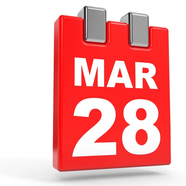 28. března. Kalendář na bílém pozadí. — Stock fotografie