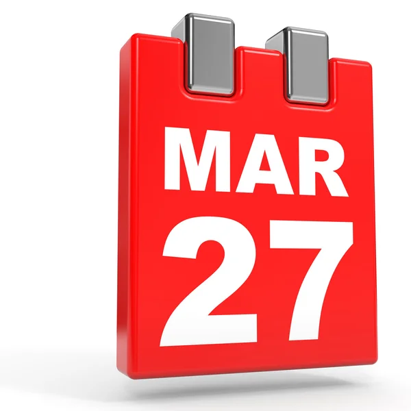 27 de marzo. Calendario sobre fondo blanco . — Foto de Stock