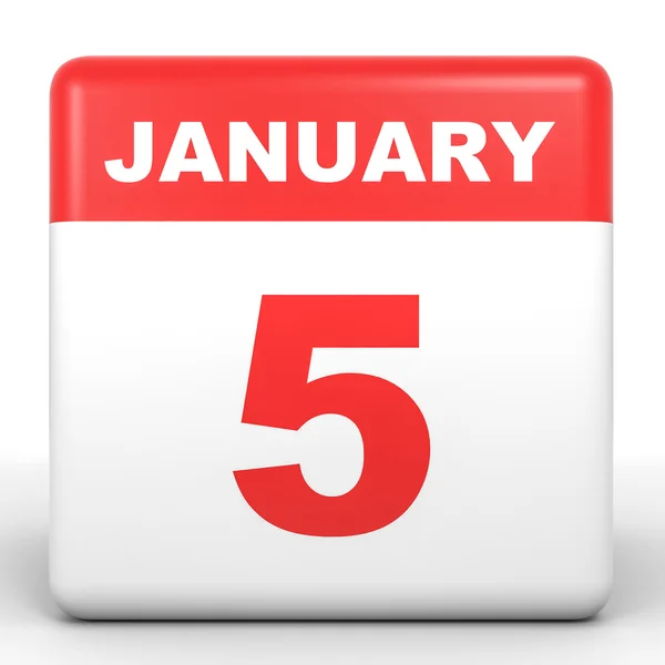 5 Ιανουαρίου. Ημερολόγιο σε λευκό φόντο. — Φωτογραφία Αρχείου
