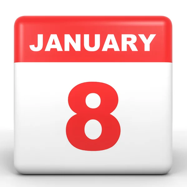 January 8. Calendar on white background. — Stock Photo, Image