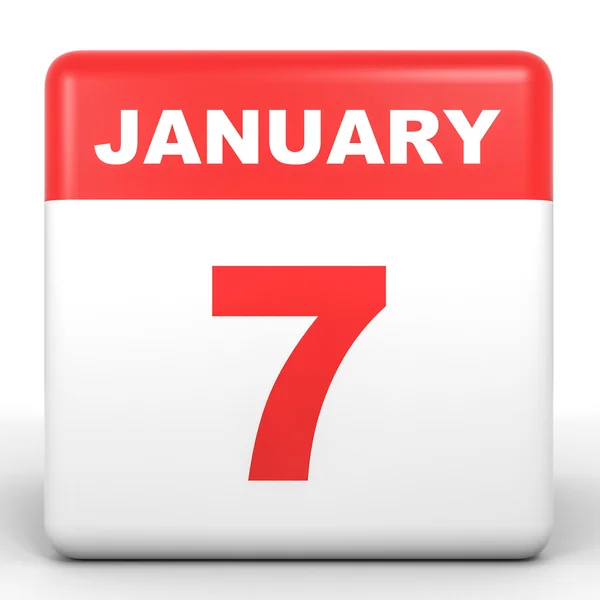 7 de enero. Calendario sobre fondo blanco . — Foto de Stock