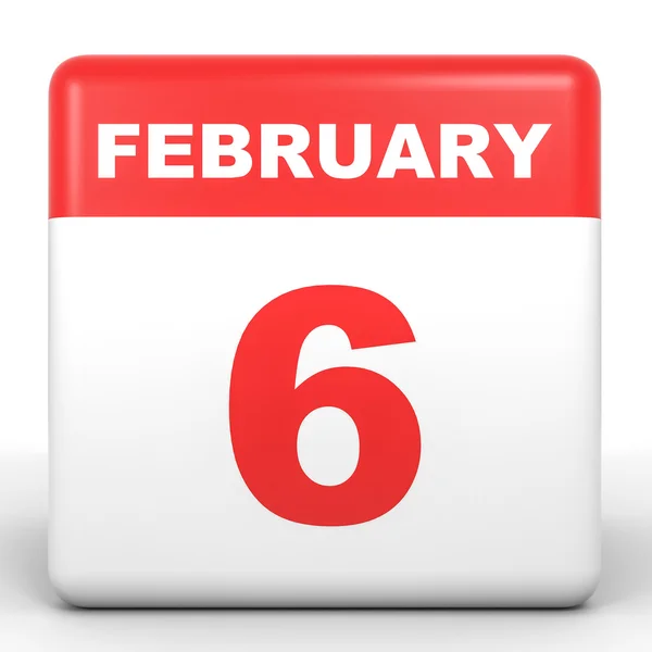 6 de febrero. Calendario sobre fondo blanco . — Foto de Stock